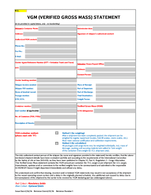 June 01, RE SOLAS Verified Gross Mass VGM Certificates  Form