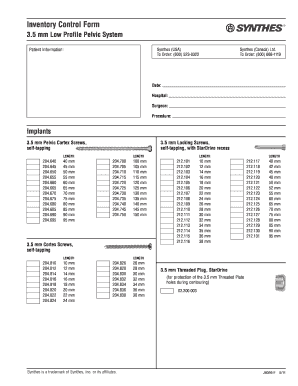 Low Profile Pelvic Inventory  Form