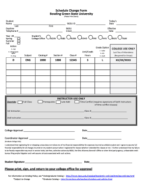 Bgsu Schedule Change Form