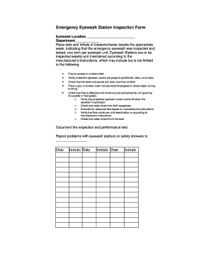 Eyswash Station Inspection Tamworkerscomp Com  Form