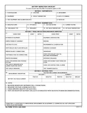 Battery Maintenance Checklist PDF  Form