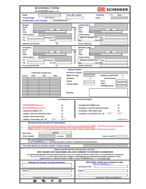 Booking Form PDF DB Schenker Dbschenker