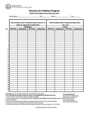 Temperature Log Illinois Department of Public Health Idph State Il  Form