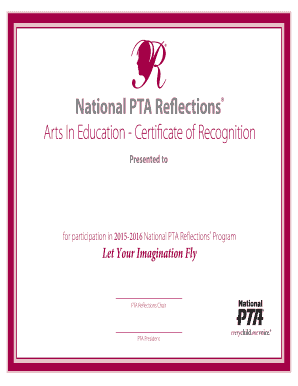  Pta Certificate of Recognition 2016-2023