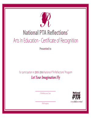  Pta Certificate of Recognition 2016-2024