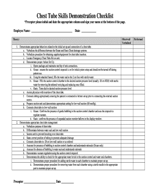 Chest Tube Assessment Checklist  Form