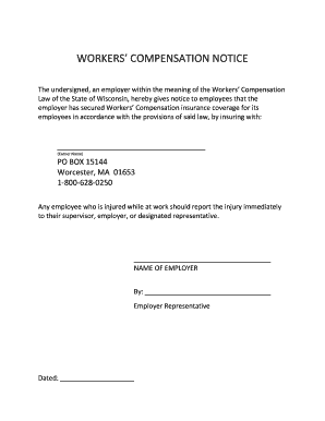 WORKERS COMPENSATION NOTICE Hanover Com  Form