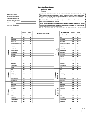 Room Condition Report  Form