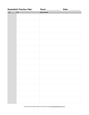 Basketball Practice Plan Template Fillable  Form