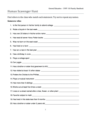 Human Scavenger Hunt for Adults PDF  Form