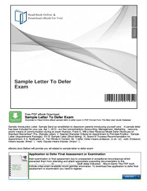 Exam Deferral Request Letter Sample  Form