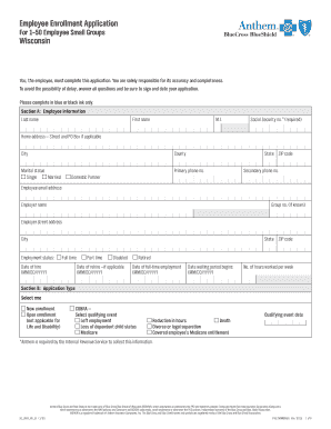  Employee Enrollment Application Wisconsin 2016