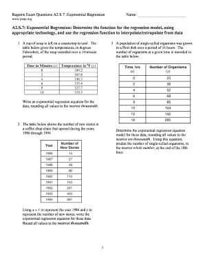 Exponential Regression Practice Worksheet Answer Key  Form