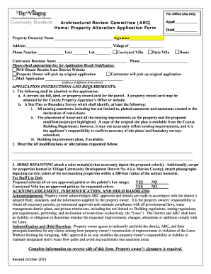 The Villages Architectural Review Form