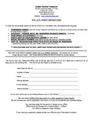 Custer County Atv Permit  Form