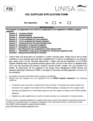  Unisa Supplier Database 2016