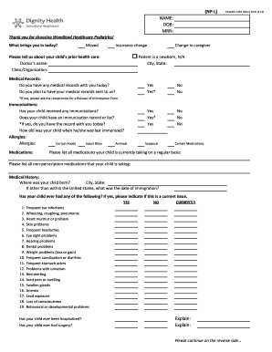 New Patient History Form Dignity Health Dignityhealth