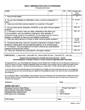 Get and Sign Wi Immunization Health Wcdhhs 2016-2022 Form