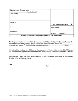 NOTICE to SHOW CAUSE for REVIVAL of JUDGMENT Courts State Co  Form