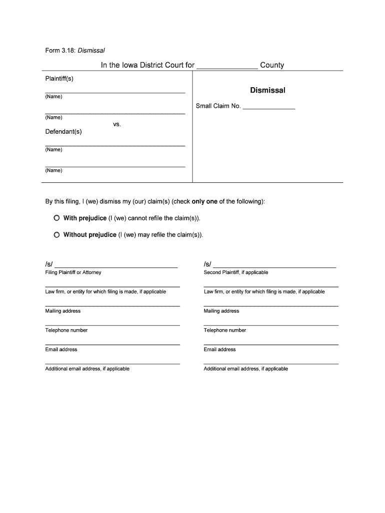 Iowa Dismissal Form