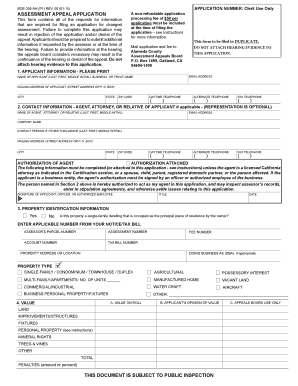 Assessment Appeal Application  Form