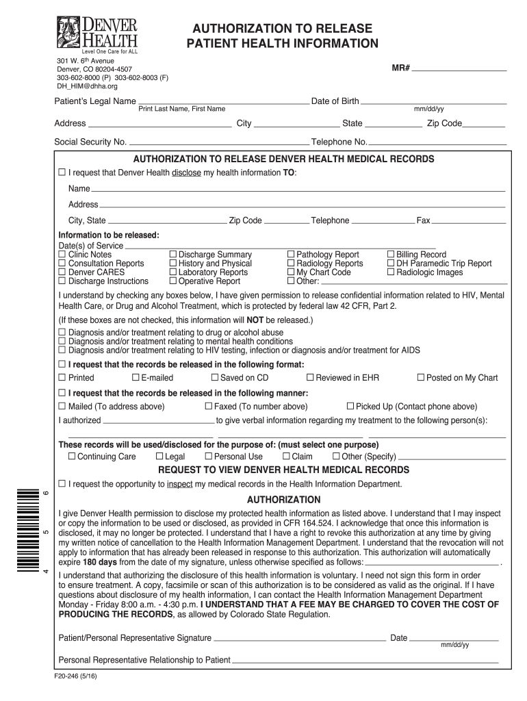 Denver Health Doctors Note  Form