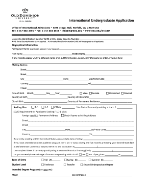 Odu Application  Form