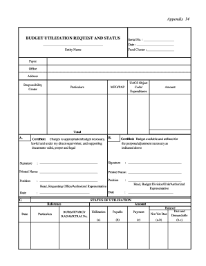 Budget Utilization Request and Status  Form