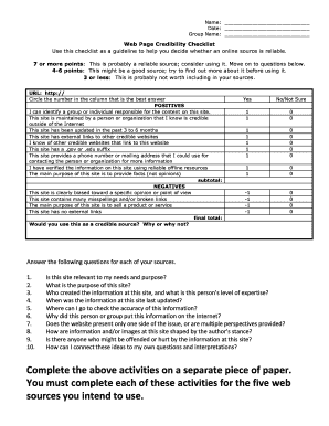 Credibility Checklist 07 DOC  Form