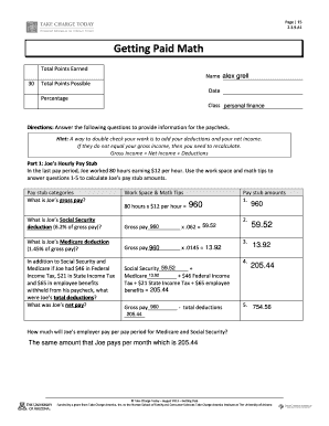 Getting Paid Math Answer Key  Form