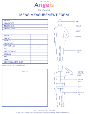 Sherwani Measurement Form PDF