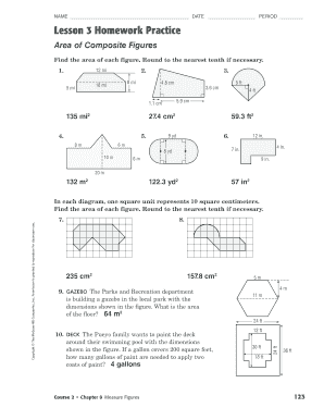 Lesson 3 Homework Practice Area of Composite Figures  Form