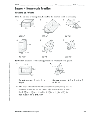 Lesson 4 Homework Practice Answer Key  Form