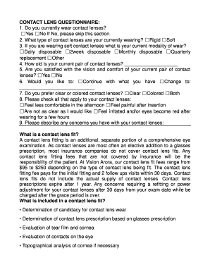 Contact Lens Questionnaire  Form