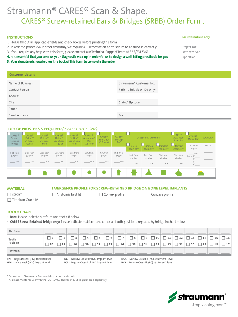  Straumann CARES Scan & Shape SRBB Order Form  Straumann 2016-2024