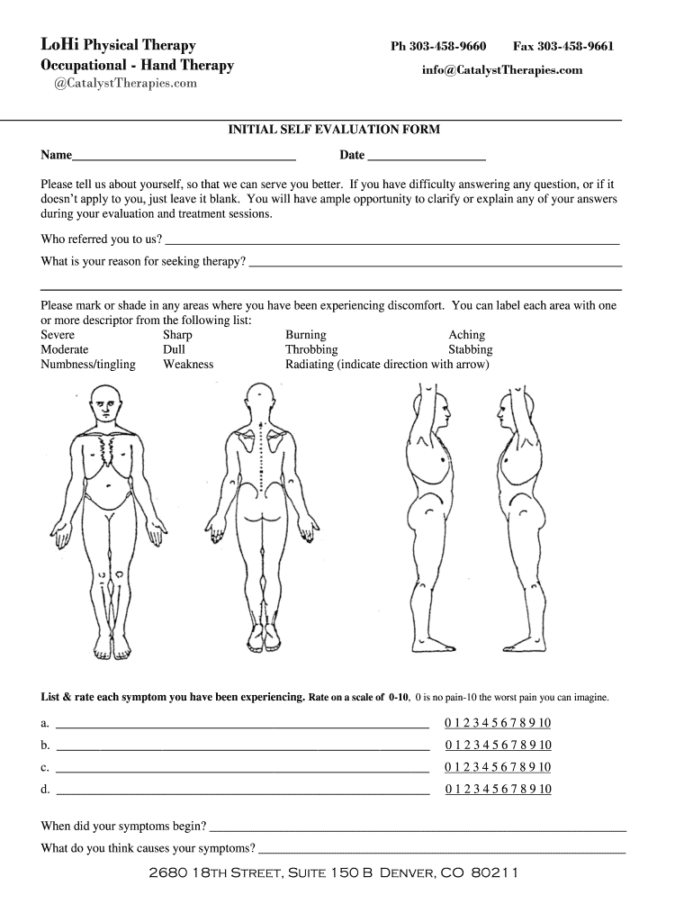 Physical Therapy Evaluation PDF  Form