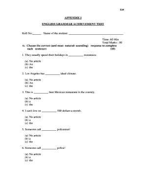 English Achievement Test Sample PDF  Form