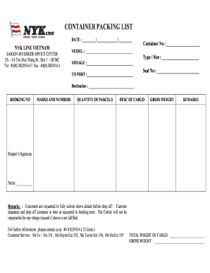 File M U Packing List  Form