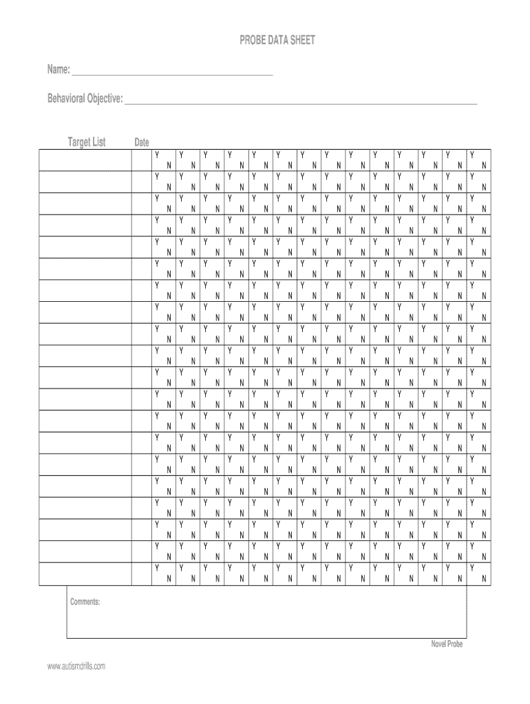 Probe Data Sheet  Form