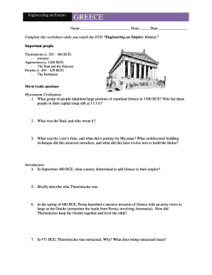 Engineering an Empire Greece Viewing Guide Answer Key  Form