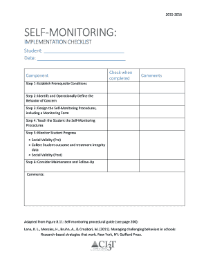 Treatment Integrity Checklist  Form