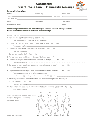 Spa Client Intake Form