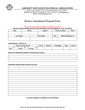 Bylaws Amendment Proposal Form AMFA Local 32