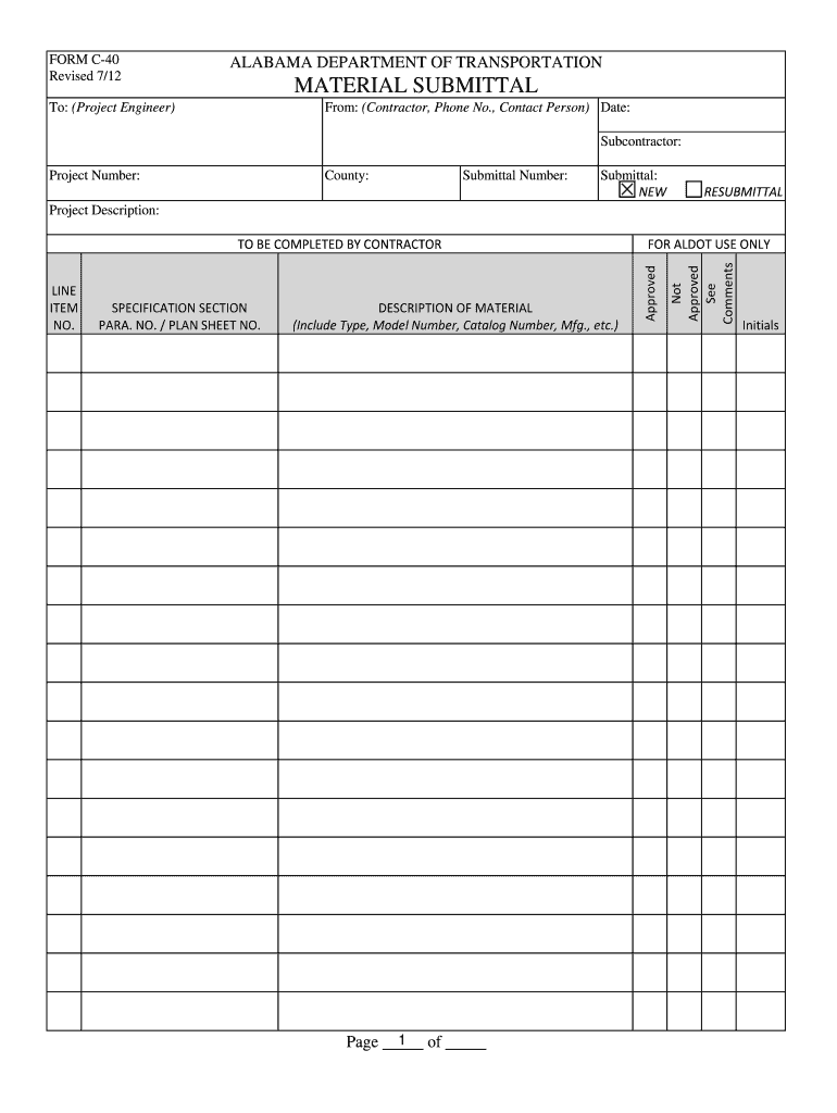  Material Submittal Form 2012-2024