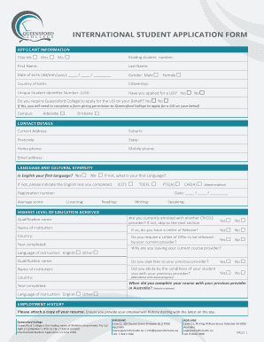 Queensford College Application Form