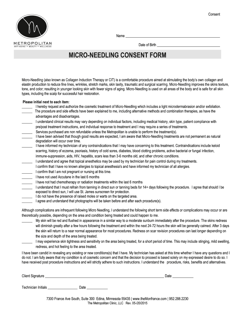 Micro Needling Consent Form Print Out 2015-2024