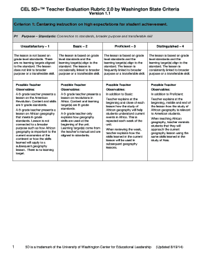 5d Teacher Evaluation Rubric with Observables  Form