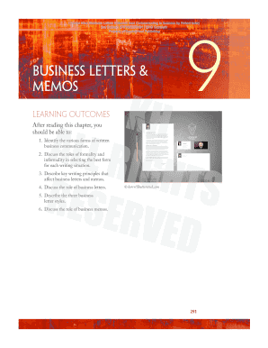Chapter Nine Business Letters &amp; Memos from Communicating in Business by Robert Insley  Form