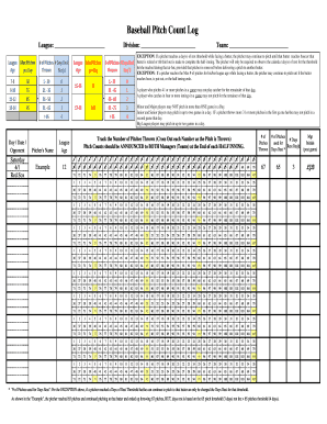 Pitch Count Sheet Excel  Form