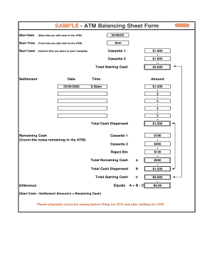 Atm Balance Sheet  Form